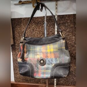 Vintage Dooney & Bourke Plaid Bucket Handbag ladybug purse
